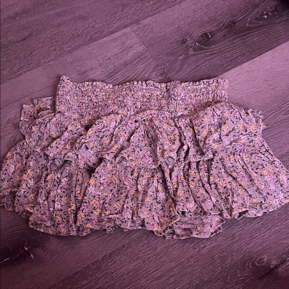 Floral Mini Skirt - Purple and Yellow